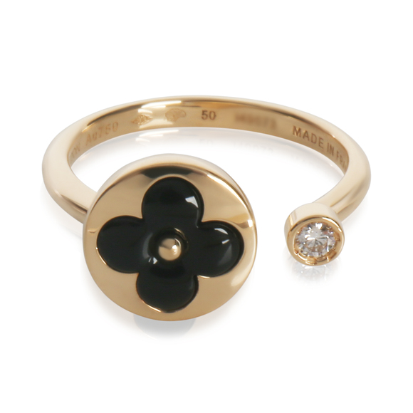 Louis Vuitton Jewelry - Louis Vuitton Yellow Gold Onyx and Diamond Color Blossom Mini Sun Ring